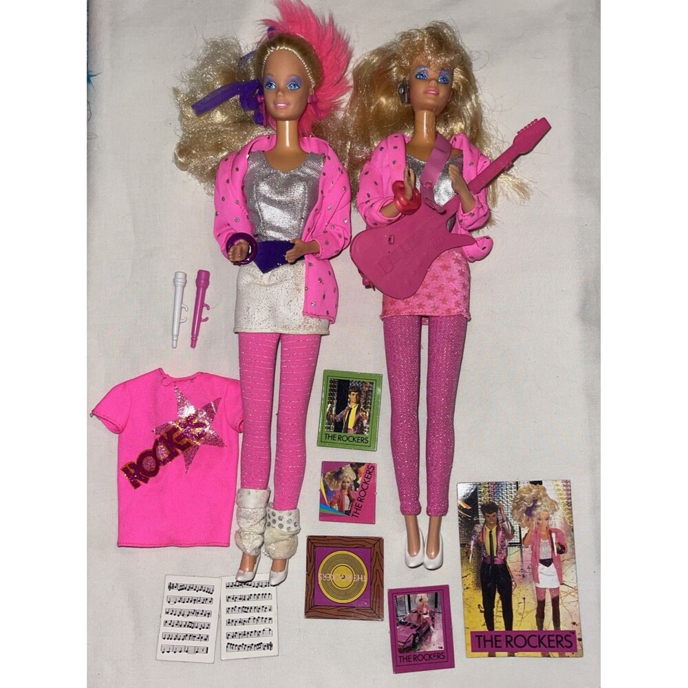 Vintage Mattel Barbie & the Rockers Dolls w/ Clothing Outfits 1985 1986